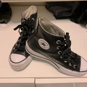 Converse leather platform high tops